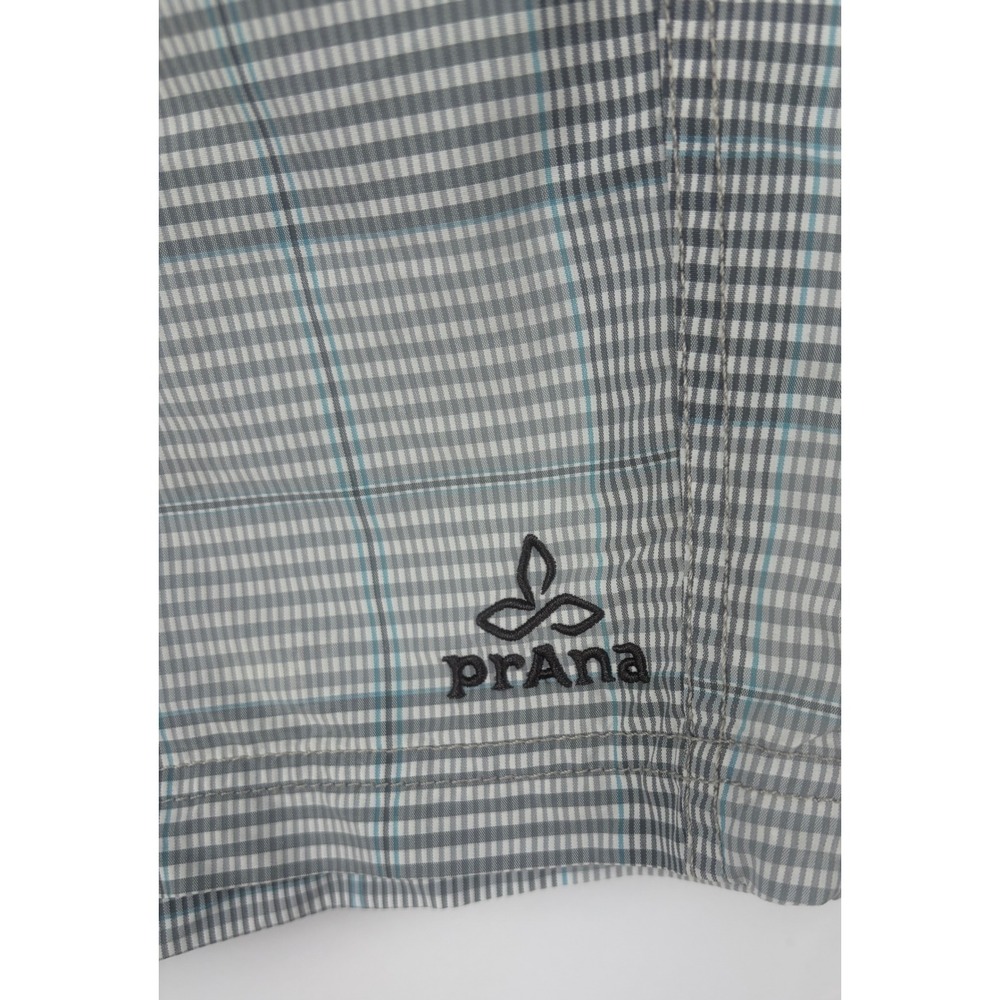 Prana Mens Plaid Board Shorts Size 34 Grey Blue UPF 50+ Swim Trunks - Picture 4 of 8